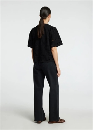 Dahlia ss broderi skjorte Sort Selected Femme 